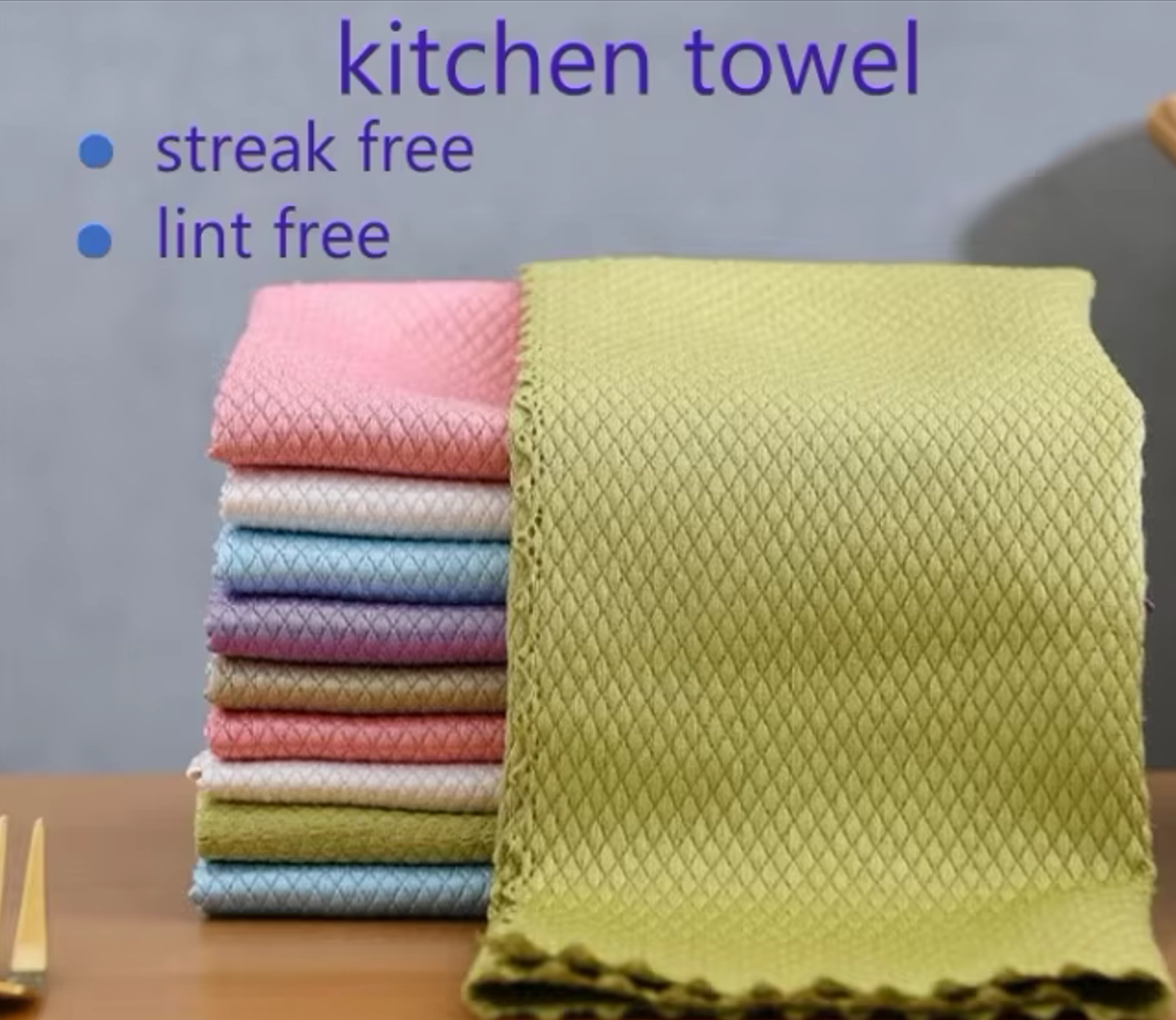 Microfiber Kitchen Kish Glass Cleaning Towels Fish Scales Design